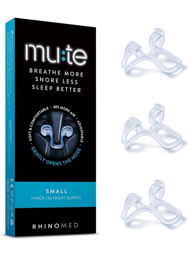 Rhinomed Mute Nasal Dilator for Snore Reduction - Anti-Snoring Aid Solution - Improve Airflow - Comfortable Nose Vents, Breathing Aids for Better Sleep - (Size Small, 3-Pk) - Image 1